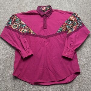 Vintage Roper Shirt Mens Large Purple Aztec Western Pullover Made USA 90s